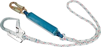 Veiligheidskoppeling - Valbeveiliging Touw - Werken op Hoogte - Met Bandfalldämpfer - 180 cm - Zwart