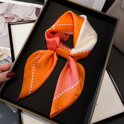 Vierkante Dames Sjaal 1 Stuk 70*70cm Satijnen Bandanna Tas Sjaals Hoofdband Mode Dame Haar Sjaal Wikkel Vrouwelijke Neckerchief Hijab orange