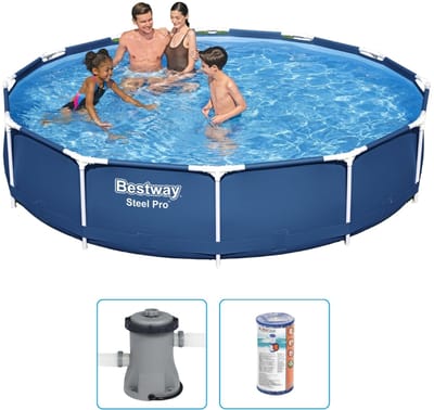 Bestway Steel Pro Zwembad - 366x76 cm - Rond - Met filterpomp - Zwembad - Filterpomp - Zwembad Met Filterpomp - Opzetzwembad - Ronde Zwembad