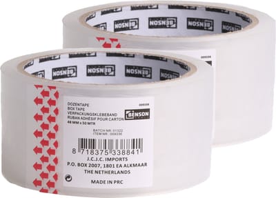 Benson Verpakkingstape - 2x - transparant - 48mm x 50m - verpakkingsbenodigdheden voor kantoor/thuis