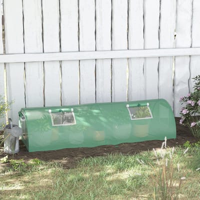 MODFU - Tunnelkas - Met Gaasramen En Uv-Bestendige Afdekking - Voor Buiten - Kunststof - Groen - 200 X 80 X 45 Cm