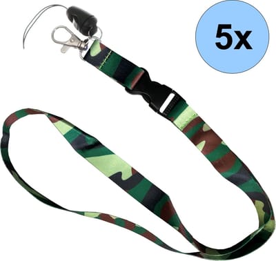 5 Keycords Camouflate Print - Keycord - Lanyard - Sleutelkoord - Badgehouder - 51cm - 20mm - Camouflage - 5 Stuks