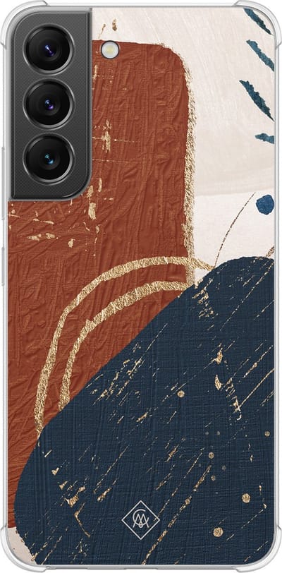 Casimoda® hoesje - Geschikt voor Samsung Galaxy S22 - Abstract Terracotta - Shockproof case - Extra sterk - TPU/polycarbonaat - Multi, Transparant