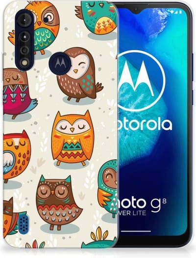 Motorola Moto G8 Power Lite TPU Hoesje Vrolijke Uilen