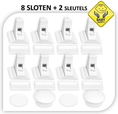 Equantu Magnetisch Kinderslot - 8 Sloten + 2 magneetsleutel - Baby Kast Veiligheid - Kast, Deur en Lade slot