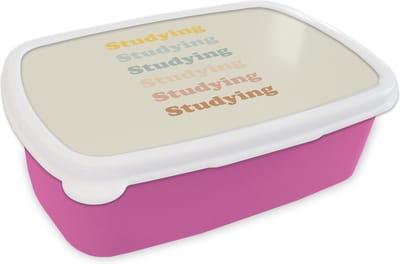Broodtrommel Roze - Lunchbox - Brooddoos - Quotes - Studenten - Studeren - Motivatie - 18x12x6 cm - Kinderen - Meisje