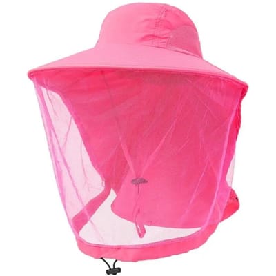 Mode unisex opvouwbare muggenhoed met verborgen netgaas afstotende insectenbijbescherming Casual outdoor zonnebrandcrème vismuts pink