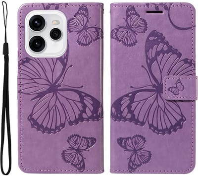 Coverup Hoesje - Geschikt voor OPPO Reno15 Hoesje - Coverup Vlinders Book Case - Lila