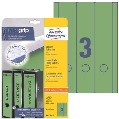 Avery Ordnerrugetiketten Zweckform 29,7 X 61 Mm Groen 60 Stuks