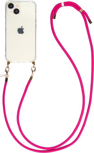 Casies hoesje geschikt voor Apple iPhone 15 Pro Max met verstelbaar koord - crossbody - Roze - Cord Case