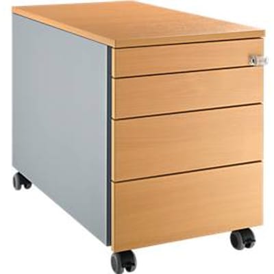 Schäfer Shop Select verrijdbare ladeblok 1233, met greepgleuf, B 435 x H 567 mm, blank alu.-kleur/blank alu.-kleur/beuken decor
