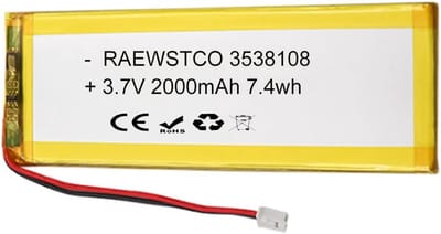 Lithium Batterij - Oplaadbaar - Apparaten Voeden - Ingebouwde Bescherming - 2000 mAh - Zwart