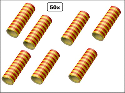 50x Serpentine rollen rood-geel - papier - Versiering Carnaval Decoratie Optocht Serpetine Feest