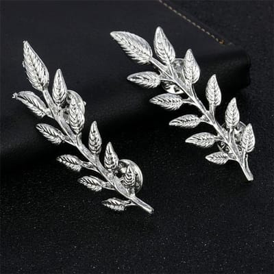 Goudkleurig En Zilverkleurig Boomblad Sieraden Mannen En Vrouwen Broche Speld Hem Trui Kraagspeld Kraag Knop gray