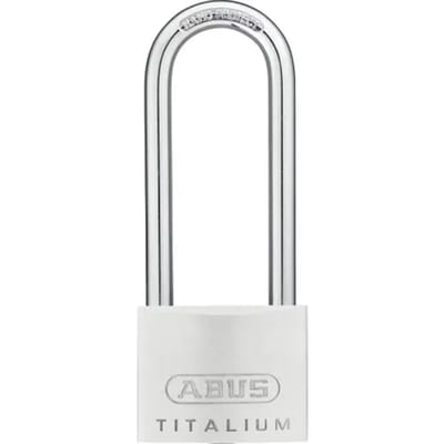 Abus Hangslot Met Sleutel Titalium Tkti25/50hb80 - Aluminium Voor Poort, Lange Beugel - Behuizing 50 Mm, Beugel 80 Mm