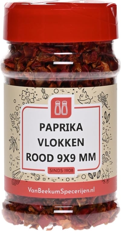 Van Beekum Specerijen - Paprika Vlokken Rood 9x9 mm - Strooibus 70 Gram