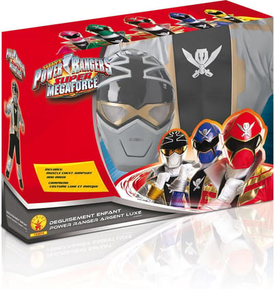 "Zilverkleurig Power Rangers™ kostuum voor kinderen  - Kinderkostuums - 98/104"