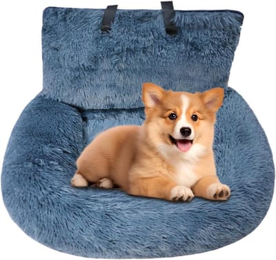 Autozitje Honden - Hondenmand Auto - Veilig Reizen - Zachte Pluche Constructie - 60 x 60 cm - Donkergrijs