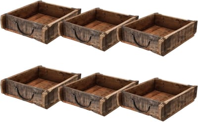 Novaliv 6X houten kist vintage 30 x 25 x 8 cm oude baksteenvorm hout grote multifunctionele kist gemaakt van gerecycled oud hout elke vorm is uniek ? Vintage doosdecoratie