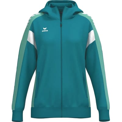 Erima Celebrate 125 Trainingsjack Met Capuchon Dames - Tahitian Blue / Mintgroen | Maat: 34