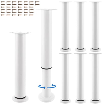 Dailygoods- Meubelpoten Hoogte Verstelbaar 25-42 cm - Set van 8 - Metalen Meubelpoten - Robuust Staal - Antislip Basis 6 x 4,7 cm - Meubelbenen