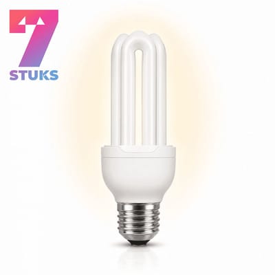 7x Stick Spaarlamp E27 - 22W - Daglicht (6400K) - 1100 lm - 10 jaar - Niet Dimbaar