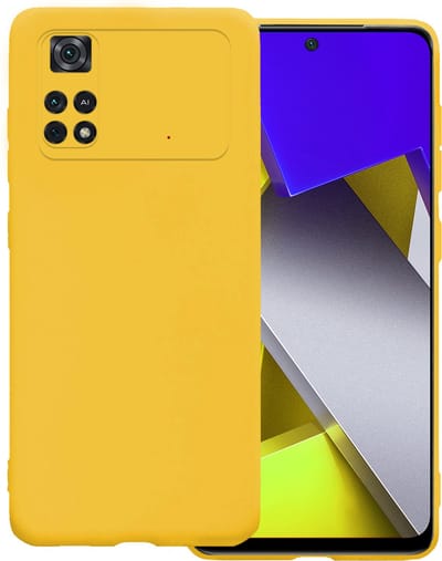 Hoesje Geschikt voor Xiaomi Poco X4 Pro 5G - Sterk & Shockproof - Hoes Cover - Siliconen Case - Geel