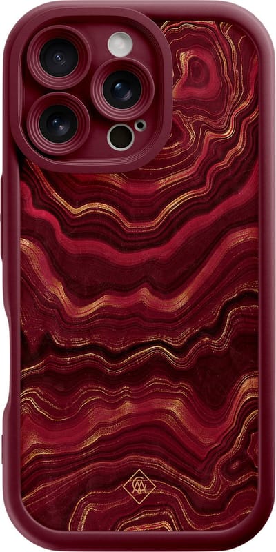 Casimoda® hoesje - Geschikt voor iPhone 16 Pro - Agate Rood - Effen telefoonhoesje met lensbescherming - Siliconen/TPU - Backcover - Rood