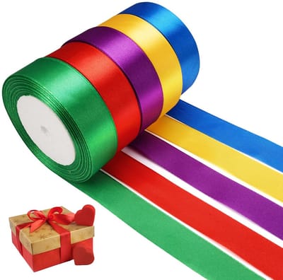 Dailygoods- Cadeaulinten 5 Rollen - Satijnen Lint - Decoratielint - Hoogwaardig Polyester - Kleurrijk - Geschikt voor Geschenken