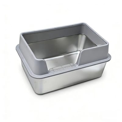 Turold Kattenbak - Kattenmand - Kattenhuisjes Binnen - Kattentoilet - RVS, Grote Katten, Geurvrij, Wit, Easy Clean, Grijs