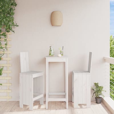 vidaXL - Barkrukken - 2 - st - 40x42x120 - cm - massief - grenenhout - wit