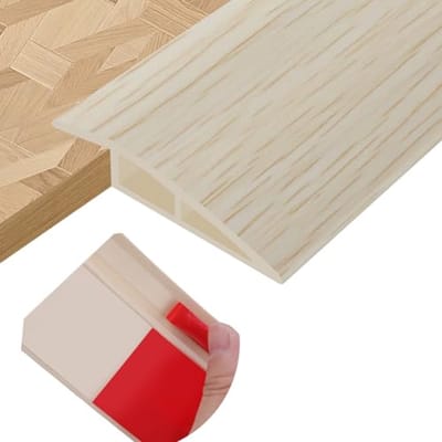 PVC Overgangsprofiel voor Vloeren - Drempel Sticker Helling met Overgangsstrepen (Beige Houtnerf) 10 mm x 1 m