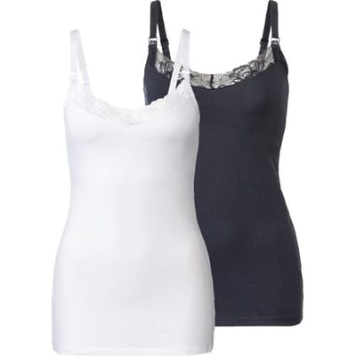 ESMARA 2 dames voedingstops (Donkerblauw/wit, XS (32/34))