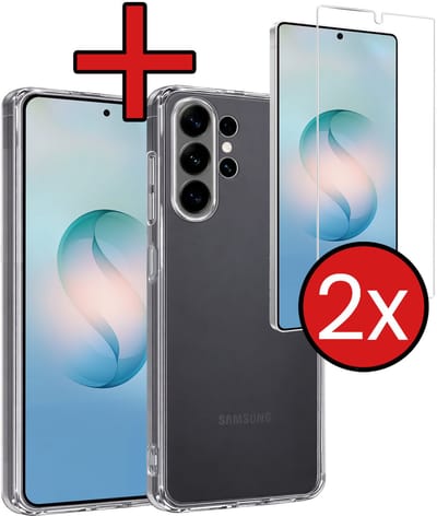 Hoesje - Met 2x Screenprotector - Geschikt voor Samsung Galaxy S26 Ultra - Sterk & Shockproof - Telefoon Hoes - Back Cover - Siliconen Case - Telefoonhoes - Transparant