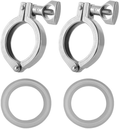 BRENZOOS- Tri-Clamp Hoogwaardige 304 Roestvrij Staal - 1.5 Inch Beugel - Siliconen Seal - Dubbele Pin - Hygiënische Verbinding - Compact 8 x 6.5 x 1.2 cm - Klem