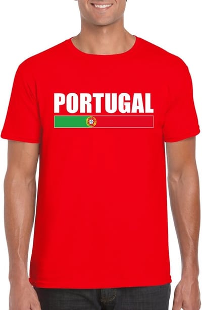 Rood Portugal supporter t-shirt voor heren - Portugese vlag shirts S