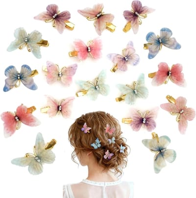Thijox - AuraFusion Haarsieraden Haarklemmen Vlinder 18 Stuks voor Meisjes en Vrouwen - Fashion Haarclips Set voor Zomerfestival, Bruiloft, Tuinfeest,