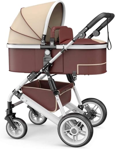 Kinderwagen - Babybuggy - Comfortabel Reizen - Lichtgewicht Aluminium - 46x48x120cm - Bruin