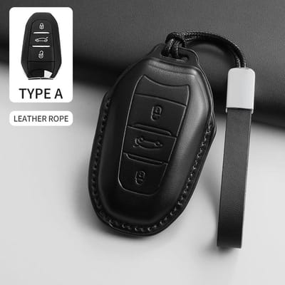 PU Leer Auto Slimme Afstandsbediening Sleutelhoes Accessoires Voor Citroen C4 C5 C6 C5 X C5 Aircross Sleutelkap Anti-Kras Cover Decoratief black