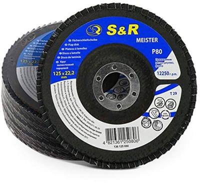 Waaierslijpschijvenset - 5-delige set voor haakse slijper 125 mm, korrel 80 voor hout en metaal