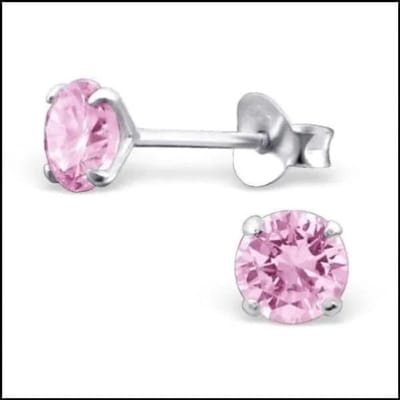 Aramat Jewels | Oorbellen | Prachtige Zilveren Zirkonia Oorbellen rond | 5mm / Roze | |5mm | Zilver | Kinderen, Volwassenen | Verkleurd niet