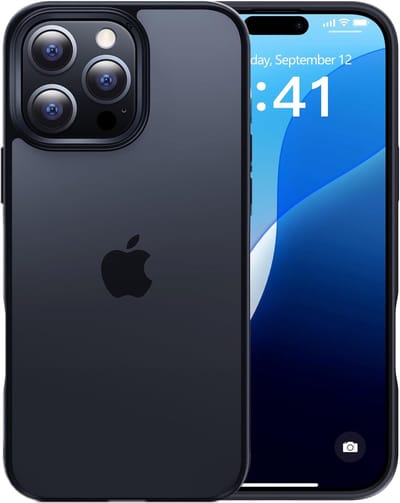 Hoesje Geschikt voor iPhone 16 Pro - Siliconen Shockproof Hardcase hoesje geschikt voor iPhone 16 Pro - Mat Zwart