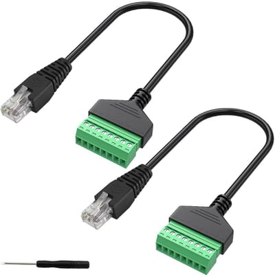 Dailygoods - Dailygoody - RJ45 Ethernet Adapter met Schroefaansluiting 30cm - Cat5, Cat6 Extender voor CCTV en Netwerkapparatuur