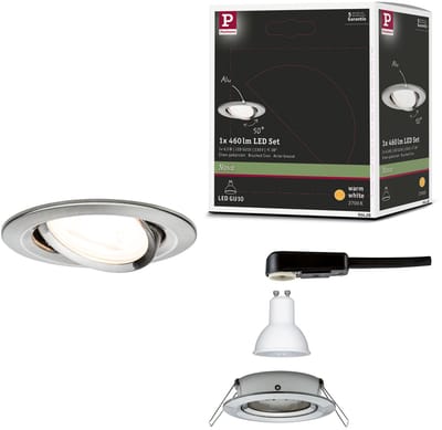LED-inbouwlamp Nova schwenkbar zwenkbaar rond 84 mm 50° GU10 6,5W 460lm 230V 2700K Staal geborsteld