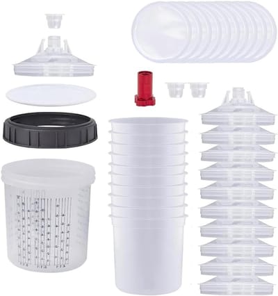 Professionele verfspuit met mengbeker, 10 inzetstukken, filters en accessoires voor optimale verfresultaten (600 ml)