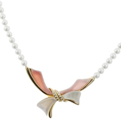 Behave - Parelketting met schelp hanger - Wit roze - Mode ketting 45 cm