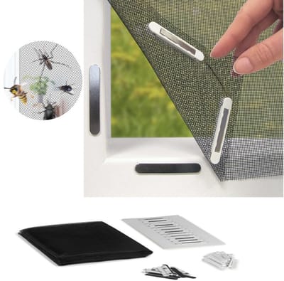 Raamhor met klittenband – Op maat te snijden – Aanpasbaar horgaas – Insectenhor – Horgaas tegen muggen – Magnetische raamhor – Eenvoudige magnetische montage – Boren of schroeven niet nodig – 150 x 130 cm