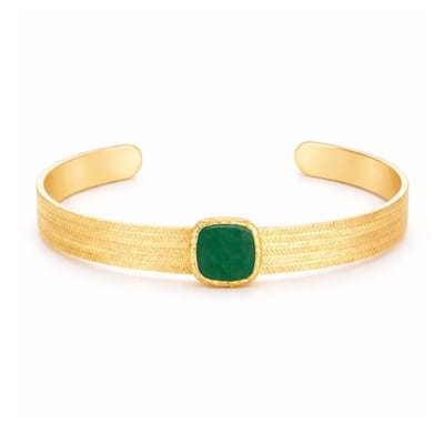 Twice As Nice Armband in edelstaal, vierkante steen Goudkleurig 16cm