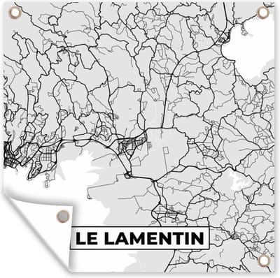 Tuin poster Plattegrond - Kaart - Stadskaart - Frankrijk - Le Lamentin - 200x200 cm - Tuindoek