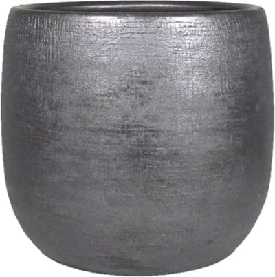 Floran Plantenpot Mira - keramiek - zwart - 18 x 16 cm - bloempot